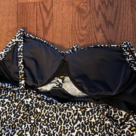 Plus animal / cheetah print swimsuit dress underwire removable pad bra attach 22 - Picture 7 of 12